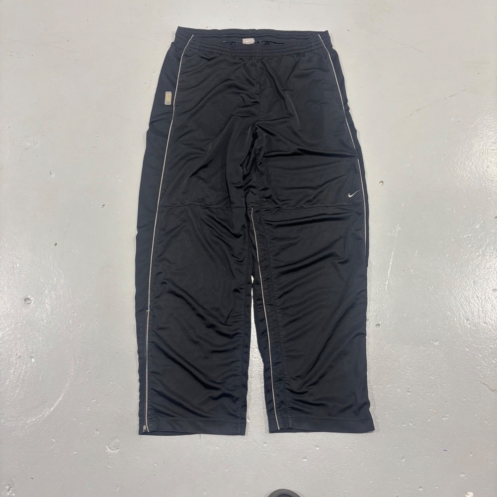Nike Mens Basketball Track Pants Black White Piping XL Zipper Ankle Baggy